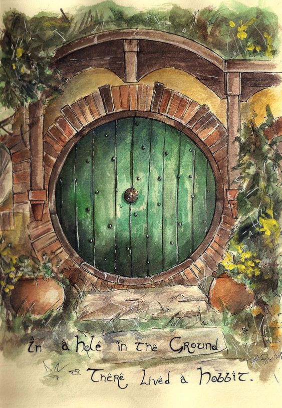 Fachada principal de una casa hobbit
